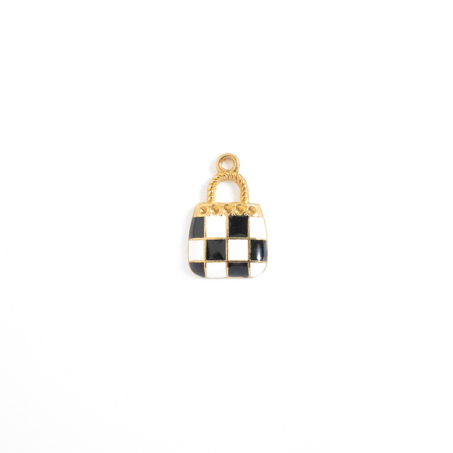 Enamel Checkered Bag Charm