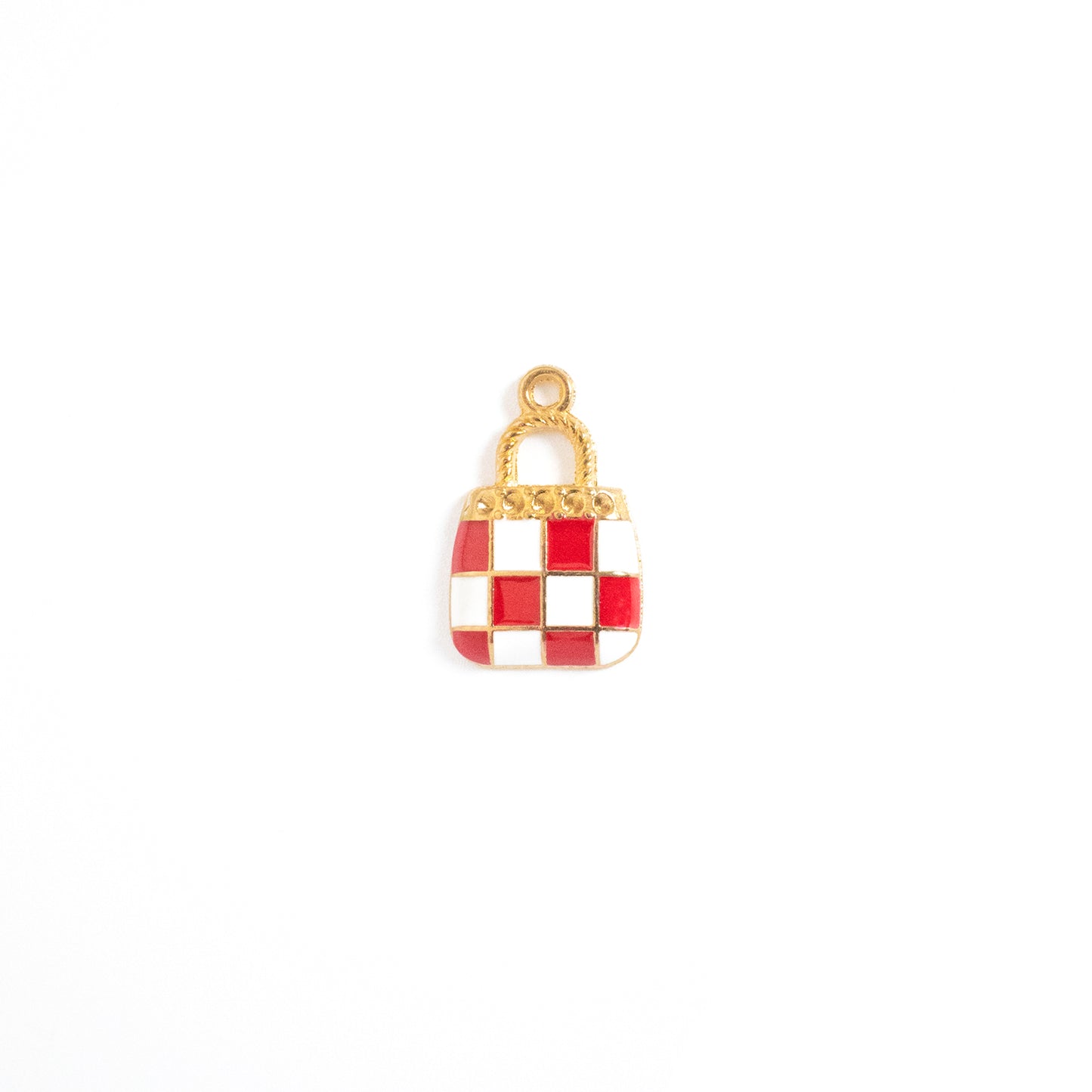 Enamel Checkered Bag Charm