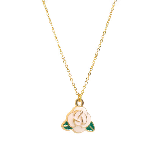 Enamel Rose Necklace